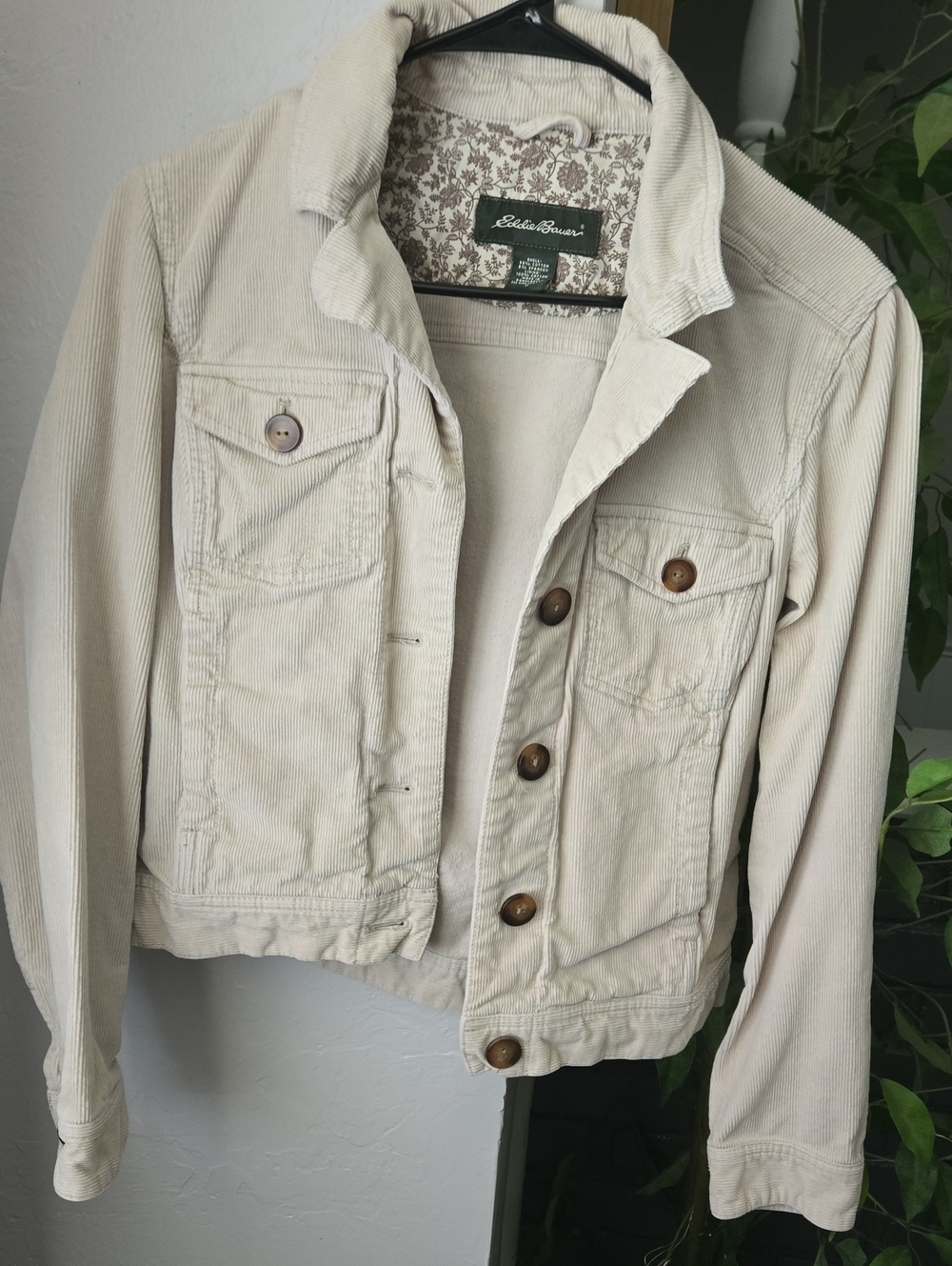 Eddie Bauer Light Cream Corduroy Trucker Jacket